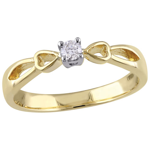 Heart Solitaire Ring in Yellow Sterling Silver with 0.1ct White Diamond - Size 7