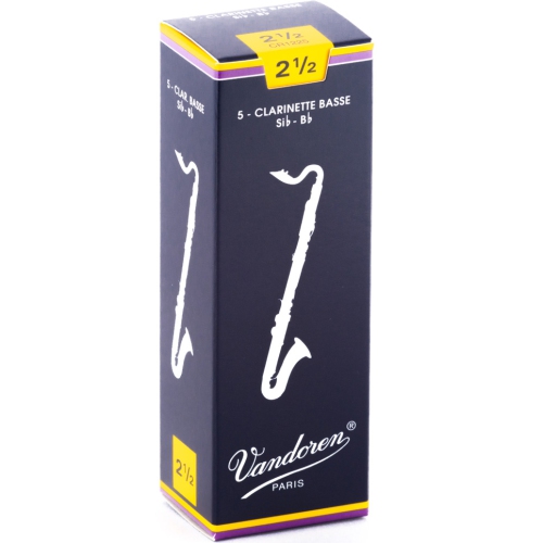 Vandoren Traditional Bass Clarinet Reeds - #2.5, 5 Box