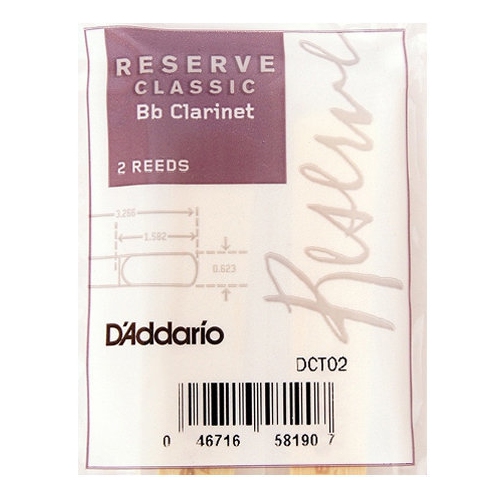 D'Addario Reserve Classic Bb Clarinet Reeds - #2.5, 2 Pack