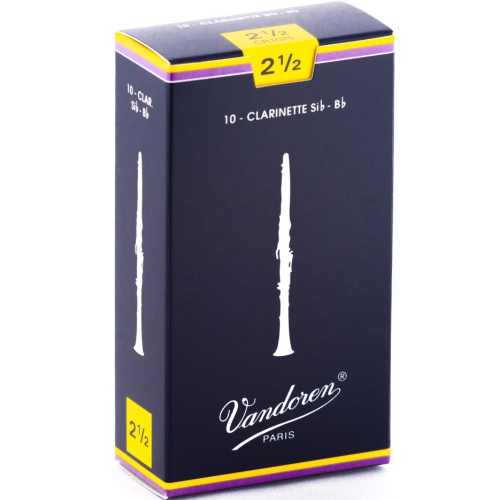 Vandoren Traditional Bb Clarinet Reeds - #2.5, 10 Box
