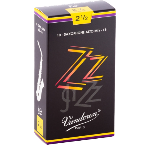 Vandoren ZZ Alto Saxophone Reeds - #2.5, 10 Box