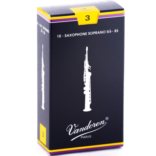Vandoren Traditional Soprano Saxophone Reeds - #3, 10 Box