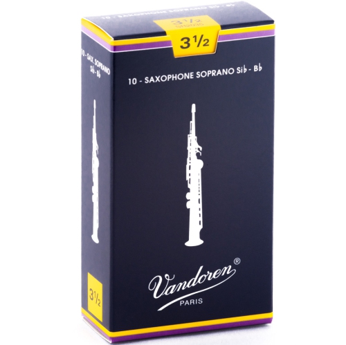 Vandoren Traditional Soprano Saxophone Reeds - #3.5, 10 Box