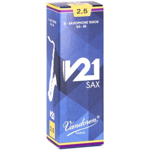 Vandoren V21 Tenor Saxophone Reeds - #2.5, 5 Box