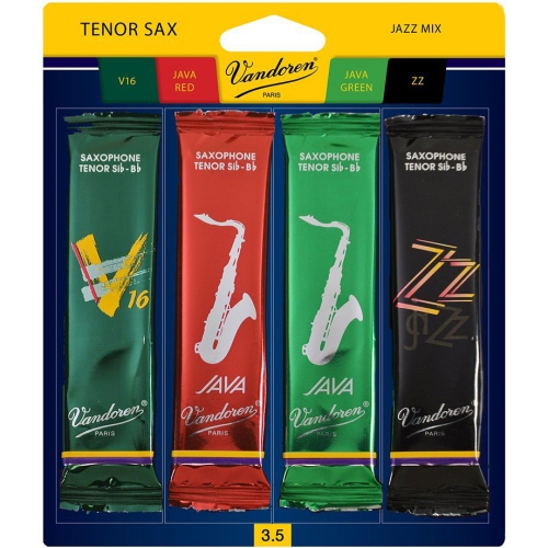 Vandoren Tenor Saxophone Jazz Mix Reed Pack - #3.5, 4 Pack