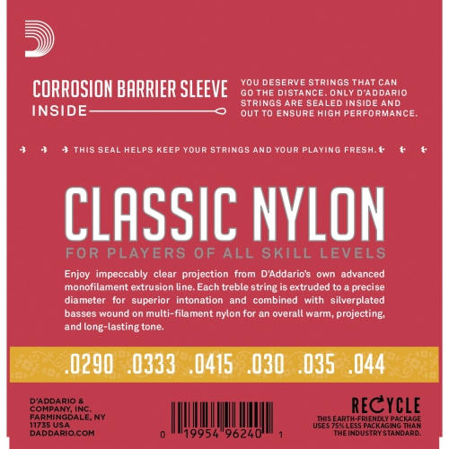 D'Addario EJ27N Student Fractional Classical Guitar Strings - 3/4 Silver Plated