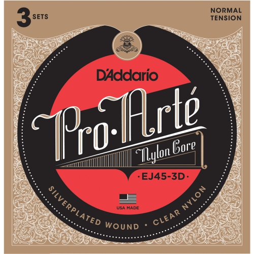 D'Addario EJ45 Pro-Arte Nylon Classical Guitar Strings - 3 Pack