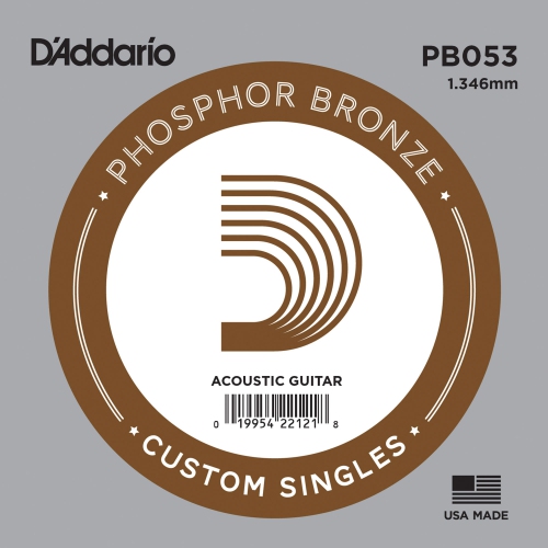 D'Addario PB053 Phospher Bronze Wound Single Acoustic Guitar String - 53