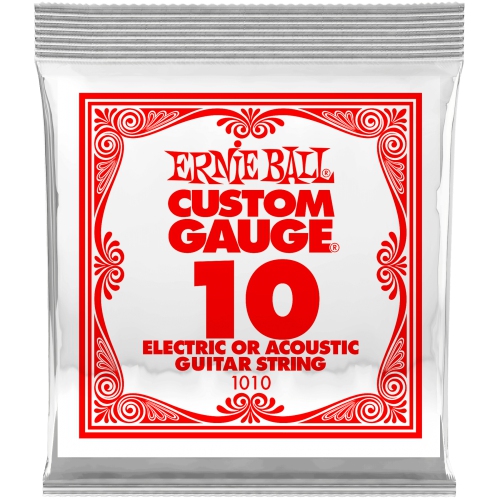 Ernie Ball P01010 Plain Steel Electric or Acoustic Guitar String - 10