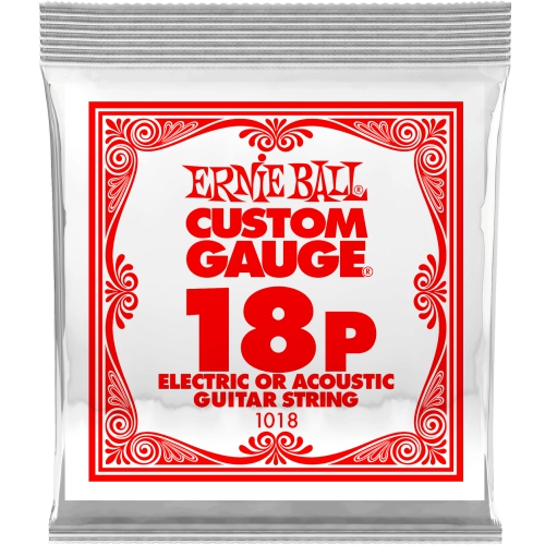 ERNIE BALL  P01018 Plain Steel Electric Or Acoustic Guitar String - 18