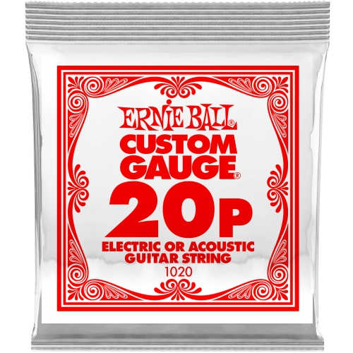 Ernie Ball P01020 Plain Steel Electric or Acoustic Guitar String - 20