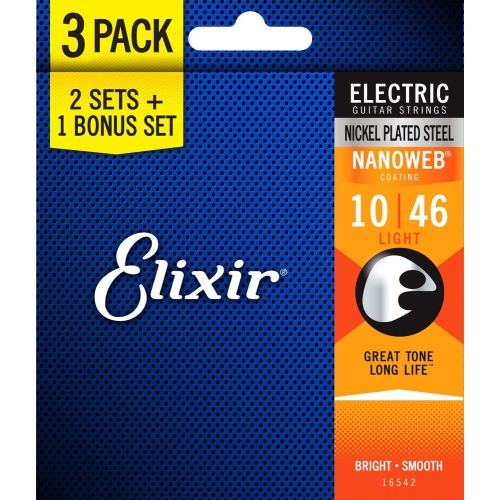 Strings Electric Elixir Nanoweb Light 2+1 Pack