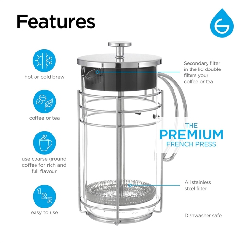 Cafetière à piston : GROSCHE Madrid - 1000&nbsp;ml/34 fl. oz/8 tasse