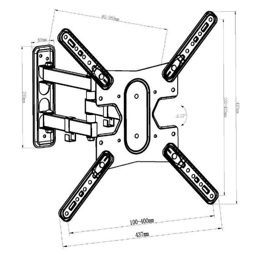 GlobalTone Wall mount articulated arm Universal LED LCD PLASMA 23" to 55"