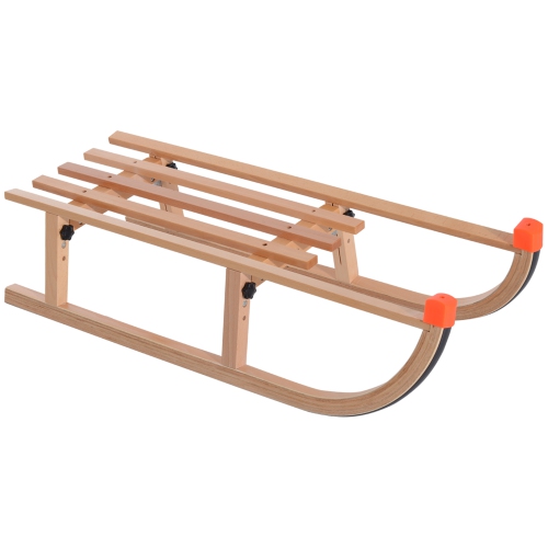 QABA Homcom Baby Sleigh Wooden Snow Sled Folding Ski Sliding Outdoor Sport