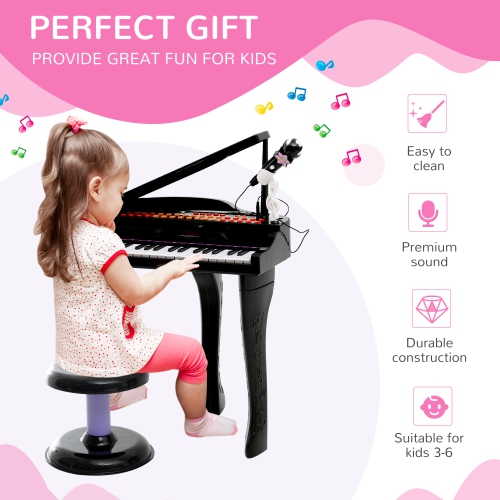 Qaba Mini Electronic Musical Piano 37 Key Keyboard Black