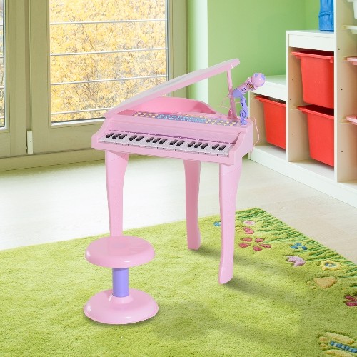 Qaba Mini Electronic Musical Piano 37 Key Keyboard Pink