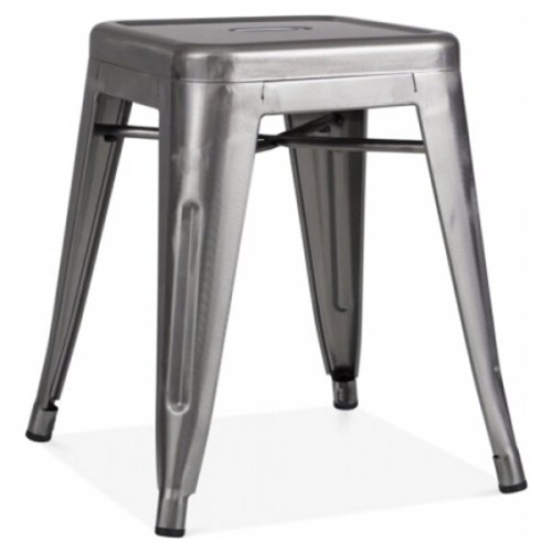 OCC 1-Tolix style Backless Metal Industrial Stack Stool 18" High-Cafe Stool-Gunmetal