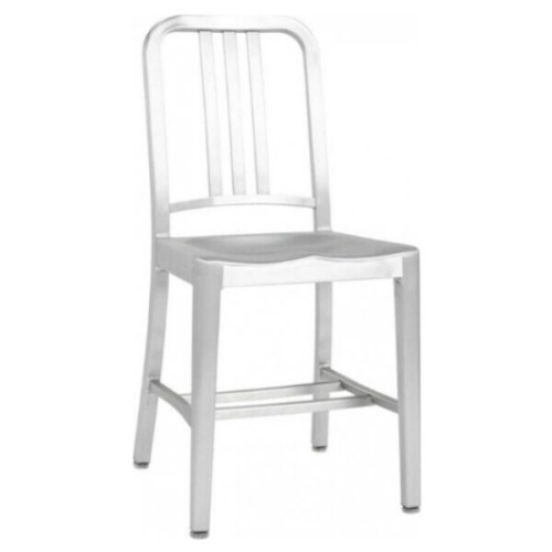 1-Brushed Anodized Aluminum Modern Salem Side Dining Chair Navy Chair Cafe Chair