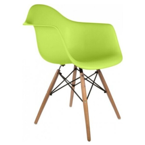 NICER INTERIOR  Furniture? 1 -Eames Style Armchair With Natural Wood Legs Eiffel Dining Room Chair -Wooden Dowel Leg Base In Green