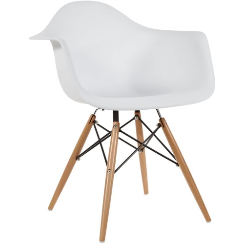 NICER INTERIOR  Furniture Eiffel Style Armchair With Natural Wood Legs - Set Of 2 In White
