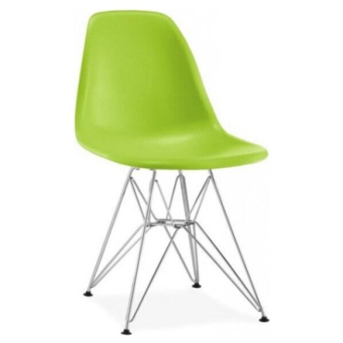 NICER INTERIOR  Furniture Set Of Two (2) - Eames Style Side Chair With Chromed Steel Legs Eiffel Dining Room Chair In Green