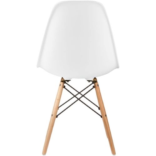 Nicer Furniture Eiffel Style Dining Room Side Chair with Natural Wood Legs, Set of 2, White