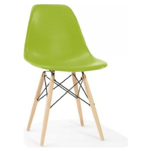 NICER INTERIOR  Furniture Set Of Two (2) - Eames Style Side Chair With Natural Wood Legs Eiffel Dining Room Chair In Green