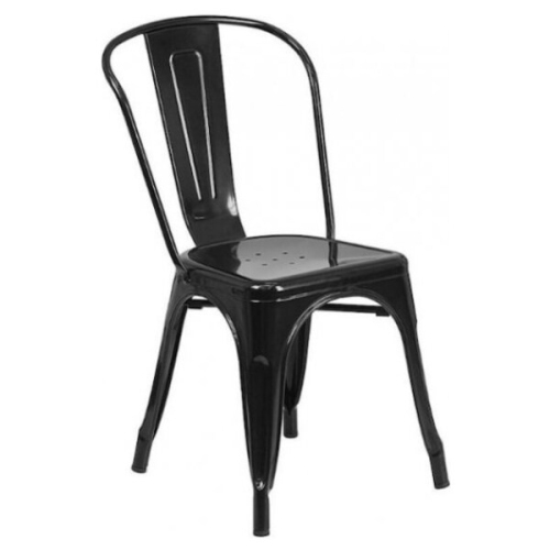 NICER INTERIOR Nicer Furniture ? 1-Stackable Industrial Chic Xavier Pauchard Tolix A Style Dining Chair--Stacking Metal Chair-Black