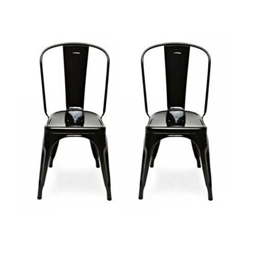 NICER INTERIOR  Furniture ? 2-Stackable Industrial Chic Xavier Pauchard Tolix A Style Dining Chairstacking Metal Chair-Black
