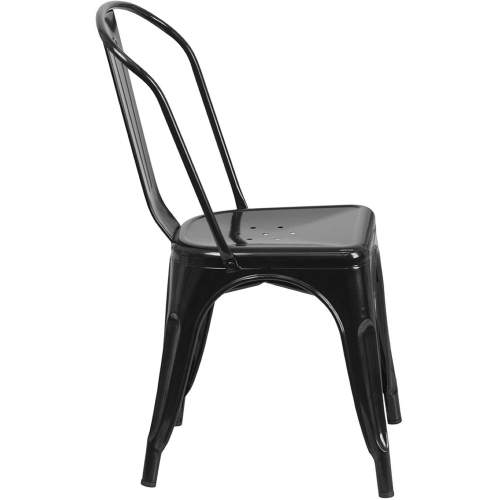 Nicer Furniture ? 4-Stackable Industrial Chic Xavier Pauchard Tolix A Style Dining Chair--Stacking Metal Chair-Black