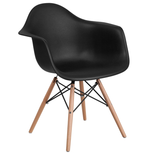 NICER INTERIOR  Furniture Eiffel Style Armchair With Natural Wood Legs - Set Of 4 In Black