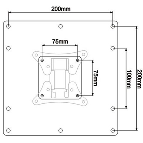 GlobalTone VESA Adapter Plate for TV/Monitor Wall Mounts up to VESA 200x200mm Black