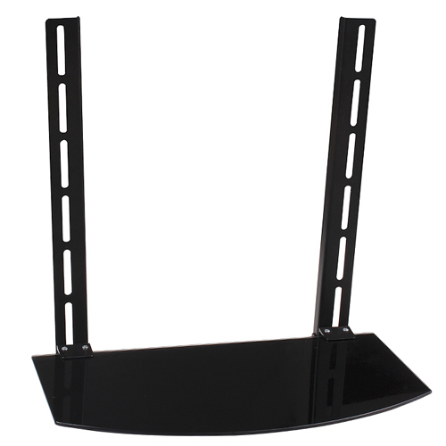 GLOBALTONE  Single Media DVD Shelf for Receiver, Cable Box And More Tempered Glass, Fixed to The Wall In Black