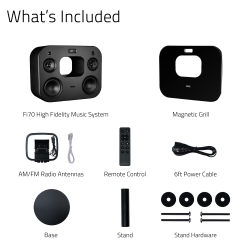 Système audio haute fidélité sans fil à trois voies Fi70 de Fluance avec puissant amplificateur et deux haut-parleurs d’extrêmes graves de 8 po