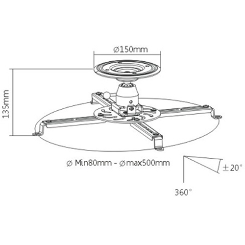 GlobalTone Universal Ceiling Projector Mount Holds up to 55 lbs Black Steel