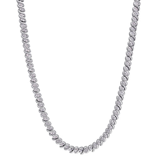 17" Sterling Silver 1ctw Diamond Classic Necklace
