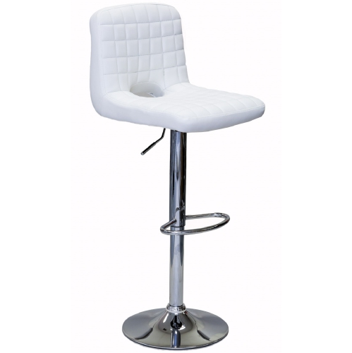 ViscoLogic MONOCO Adjustable Height Leatherette Bar Stool - White