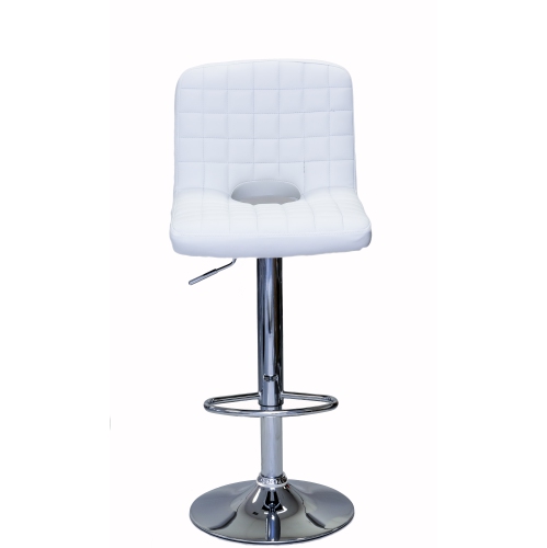 ViscoLogic MONOCO Adjustable Height Leatherette Bar Stool - White