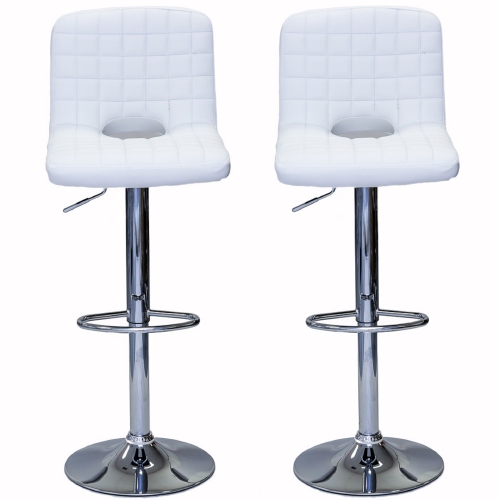 ViscoLogic MONOCO Adjustable Height Leatherette Bar Stool - White