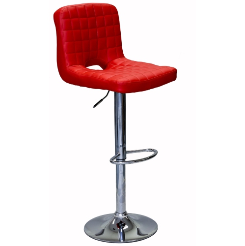 ViscoLogic MONOCO Adjustable Height Leatherette Bar Stool - Red
