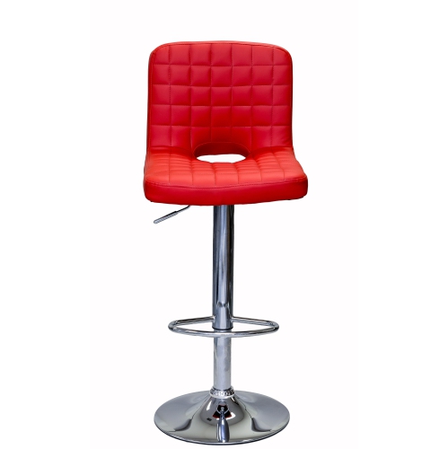 ViscoLogic MONOCO Adjustable Height Leatherette Bar Stool - Red