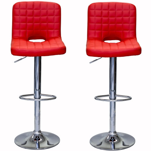 ViscoLogic MONOCO Adjustable Height Leatherette Bar Stool - Red