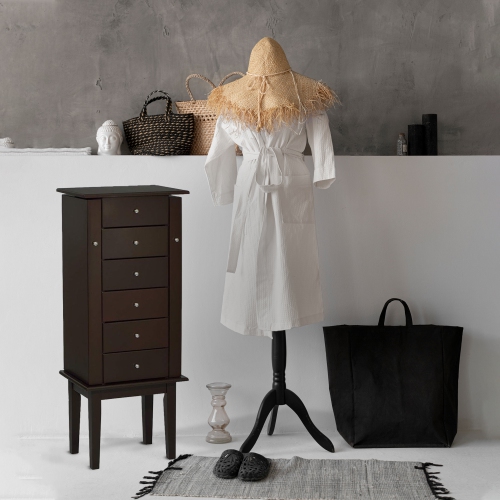 ViscoLogic Flip Top Mirror Floor Standing Jewelry Storage - Brown