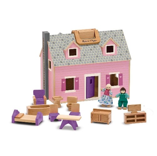 Melissa & Doug - Fold & Go Dollhouse - Pink
