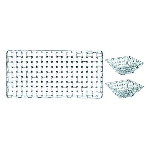Nachtmann - Bossa Nova - 1 Rectangular Plate & 2 Square Bowls