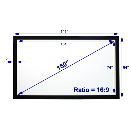 Antra 150" Fixed Frame Wall Projection Screen Matte Gray 16:9 with 1.1 Gain 3D HDTV 1080p Ready