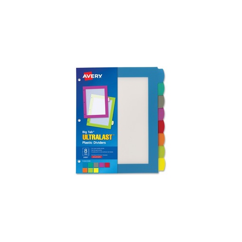 Insertable Multicolor Big Tabs OS Plus 8-Tab Plastic Binder Dividers with 2 Pockets 6 Set 