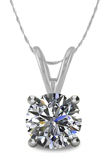 ELITE JEWELS  0.40Tcw. 14K Gold Round Brilliant Cut Certified Si2 - I1, Hi Diamond Pendant With 18 Inch Chain In White