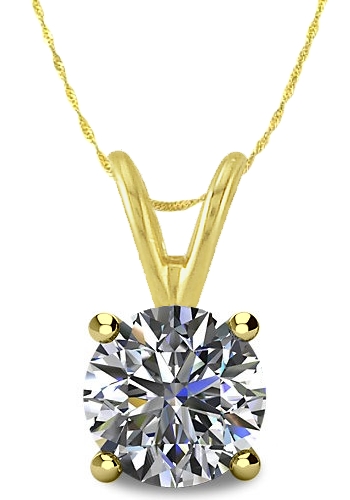 ELITE JEWELS  0.50Tcw. 14K Gold Round Brilliant Cut Certified I2, Jk Diamond Pendant With 18 Inch Chain In Yellow